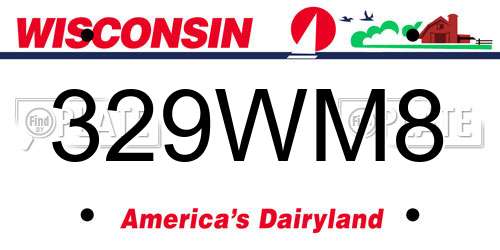329WM8 Wisconsin License Plate