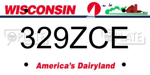 329ZCE Wisconsin License Plate