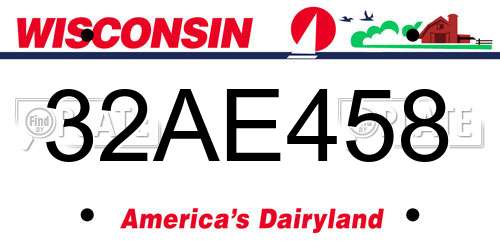 32AE458 Wisconsin License Plate