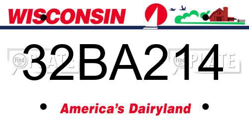 32BA214 Wisconsin License Plate