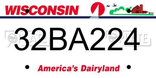 32BA224 Wisconsin License Plate