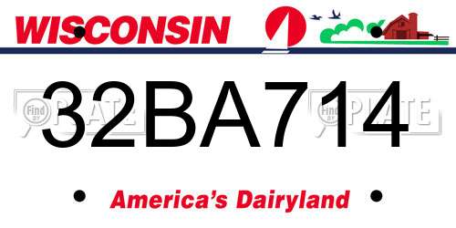 32BA714 Wisconsin License Plate
