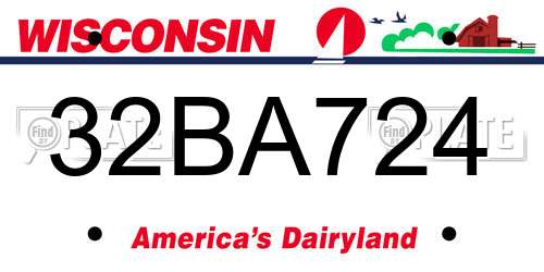 32BA724 Wisconsin License Plate