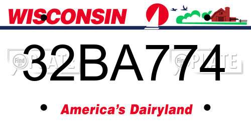32BA774 Wisconsin License Plate