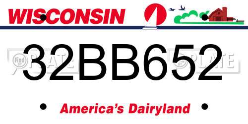 32BB652 Wisconsin License Plate