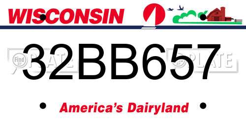32BB657 Wisconsin License Plate