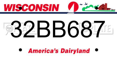 32BB687 Wisconsin License Plate