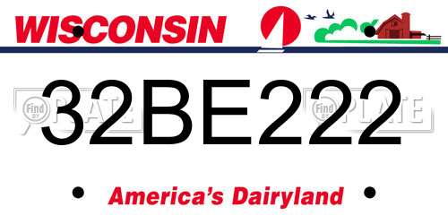 32BE222 Wisconsin License Plate