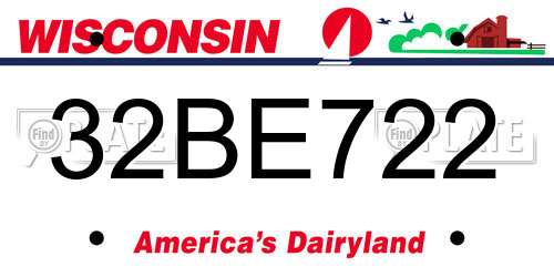 32BE722 Wisconsin License Plate
