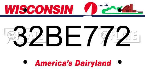32BE772 Wisconsin License Plate
