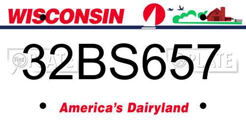 32BS657 Wisconsin License Plate