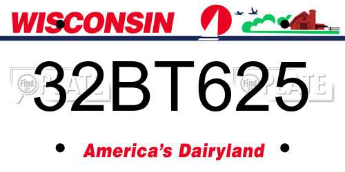 32BT625 Wisconsin License Plate