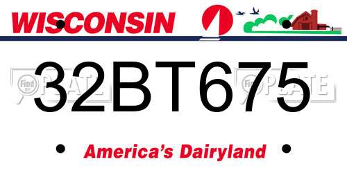 32BT675 Wisconsin License Plate