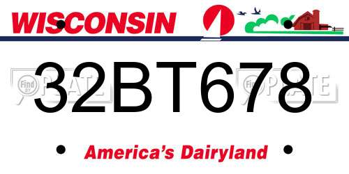 32BT678 Wisconsin License Plate