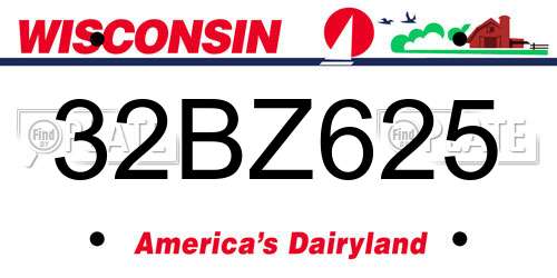 32BZ625 Wisconsin License Plate