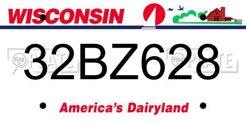 32BZ628 Wisconsin License Plate