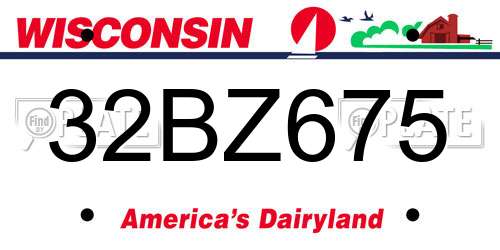 32BZ675 Wisconsin License Plate