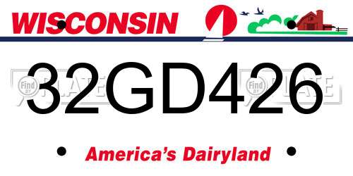 32GD426 Wisconsin License Plate