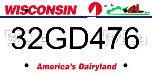 32GD476 Wisconsin License Plate