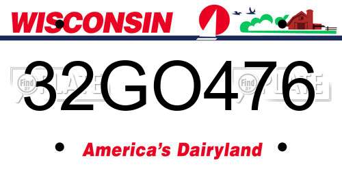 32GO476 Wisconsin License Plate