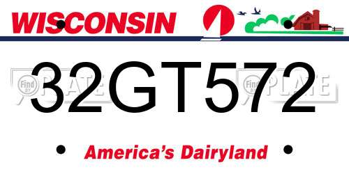 32GT572 Wisconsin License Plate