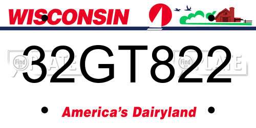 32GT822 Wisconsin License Plate