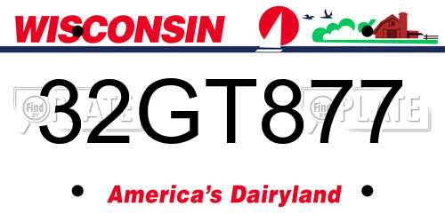 32GT877 Wisconsin License Plate