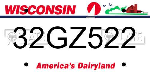 32GZ522 Wisconsin License Plate