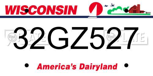 32GZ527 Wisconsin License Plate