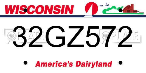 32GZ572 Wisconsin License Plate