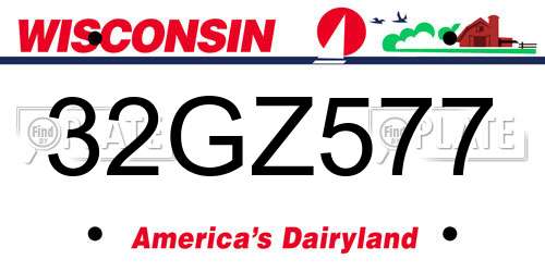 32GZ577 Wisconsin License Plate