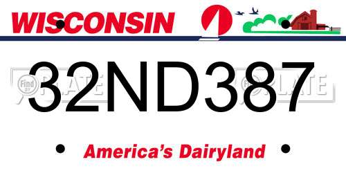 32ND387 Wisconsin License Plate