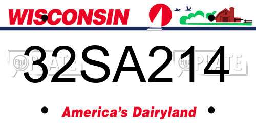 32SA214 Wisconsin License Plate
