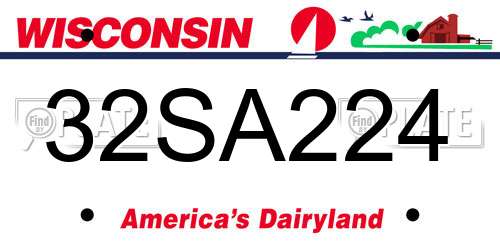 32SA224 Wisconsin License Plate