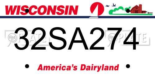 32SA274 Wisconsin License Plate