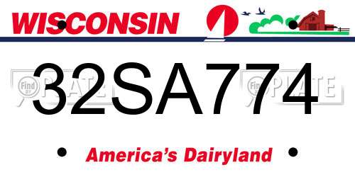 32SA774 Wisconsin License Plate