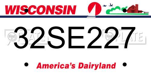 32SE227 Wisconsin License Plate