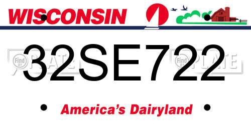 32SE722 Wisconsin License Plate