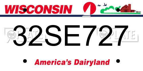 32SE727 Wisconsin License Plate