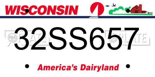 32SS657 Wisconsin License Plate