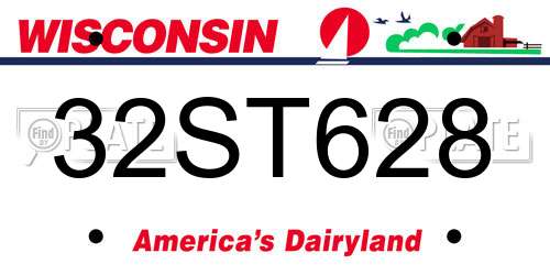 32ST628 Wisconsin License Plate