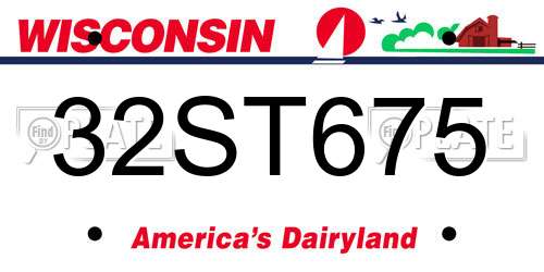32ST675 Wisconsin License Plate