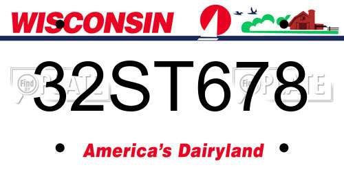 32ST678 Wisconsin License Plate