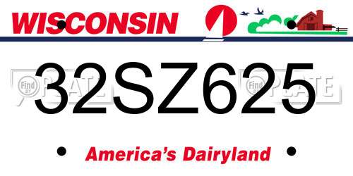 32SZ625 Wisconsin License Plate