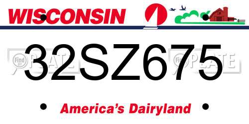 32SZ675 Wisconsin License Plate