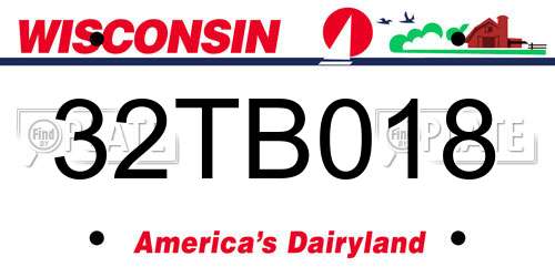 32TB018 Wisconsin License Plate