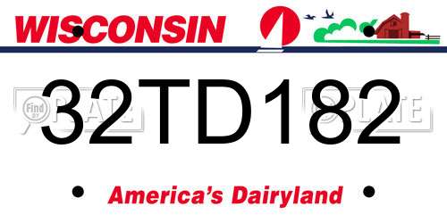 32TD182 Wisconsin License Plate