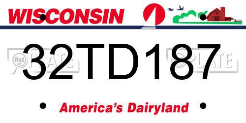 32TD187 Wisconsin License Plate
