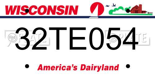 32TE054 Wisconsin License Plate
