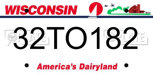 32TO182 Wisconsin License Plate
